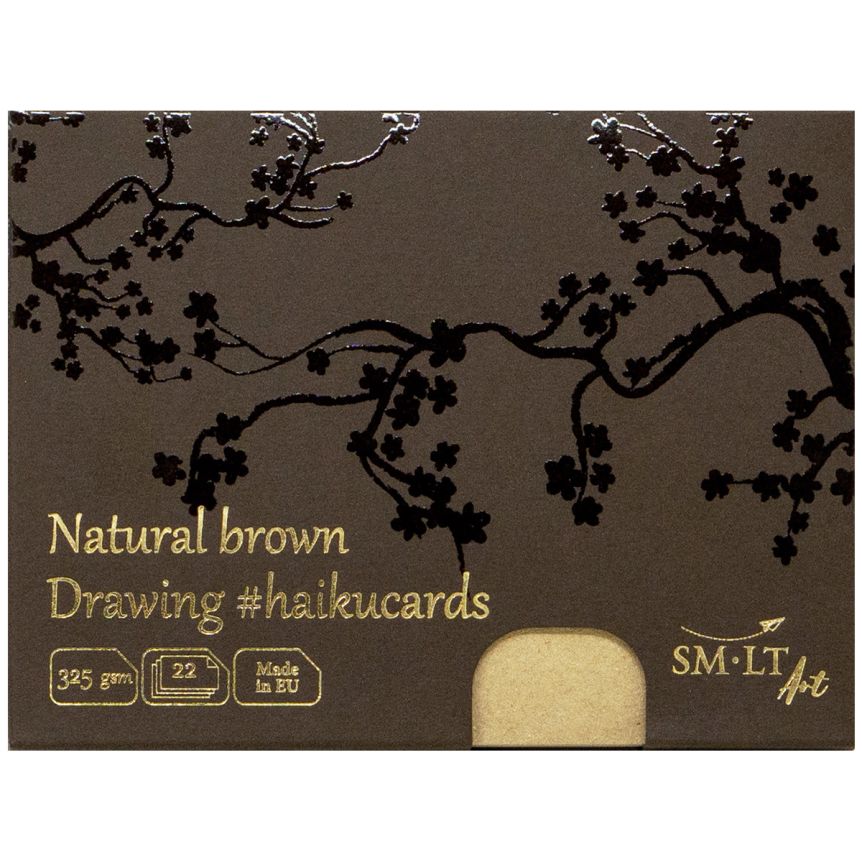 SMLT Brown Drawing Haiku Cards, 325 gsm, Small 4.17” x 5.8”, Pack of 22