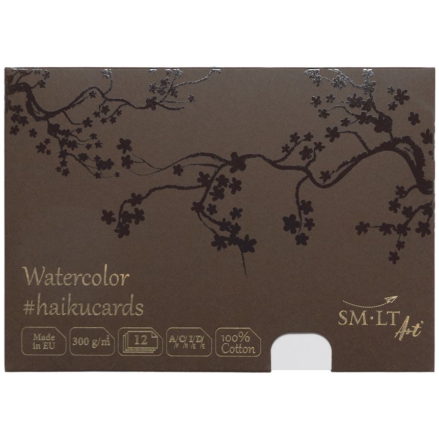 SMLT 100% Cotton Watercolor Haiku Cards, 300 gsm, Big 5.8” x 8.25”, Pack of 12