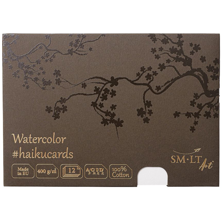 SMLT 100% Cotton Watercolor Haiku Cards, 400 gsm, Big 5.8” x 8.25”, Pack of 12