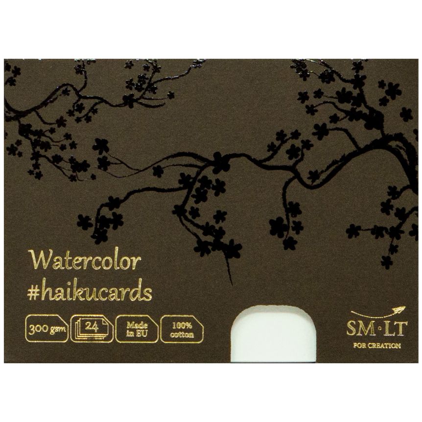SMLT 100% Cotton Watercolor Haiku Cards, 300 gsm, Small 4.17” x 5.8”, Pack of 24