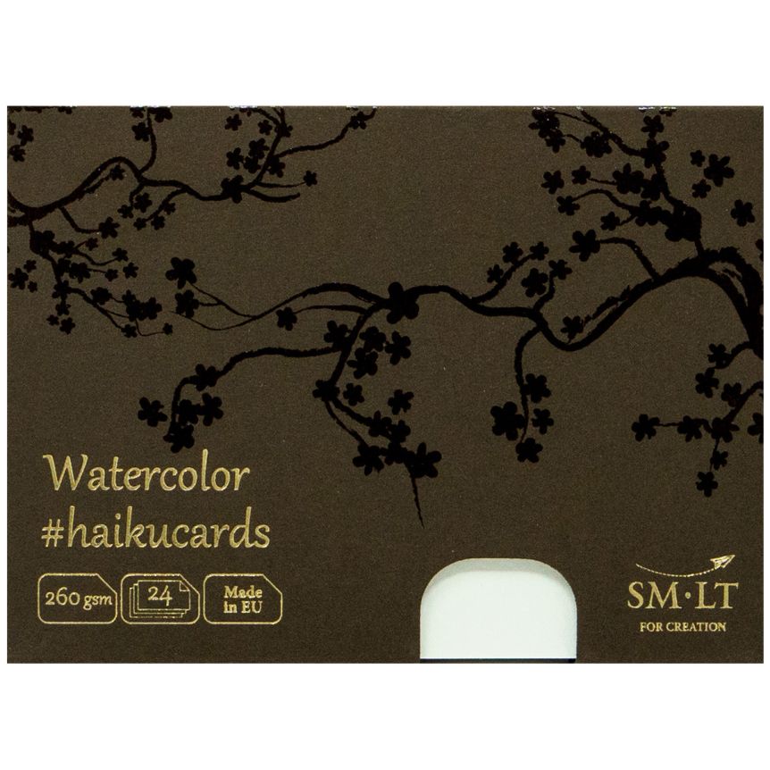 SMLT Watercolor Haiku Cards, 260 gsm, Small 4.17” x 5.8”, Pack of 24