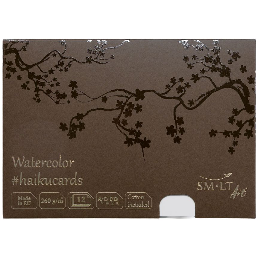 SMLT Torchon Watercolor Haiku Cards, 250 gsm, Big 5.8” x 8.25”, Pack of 12