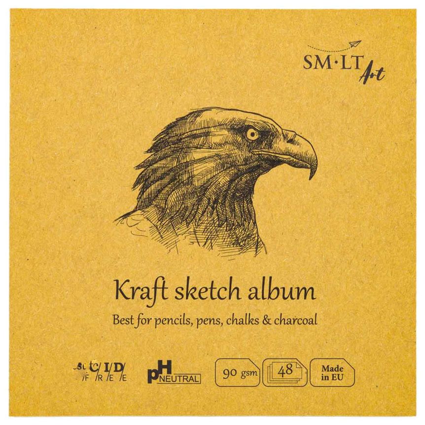 SMLT Authentic Kraft Sketch Album, 90 gsm, 5-1/2" x 5-1/2", 48 Sheets, Stitch Bound