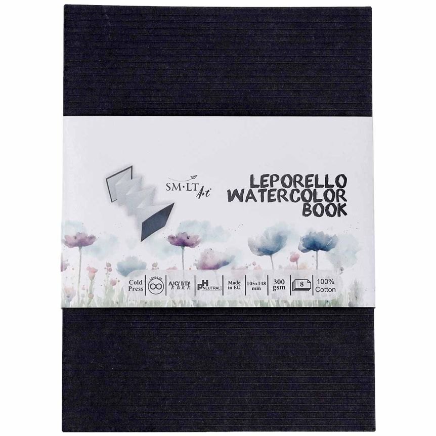 SMLT Leporello Watercolor Book - Cold Press, 300 gsm, 4" x 6", 8 Sheets