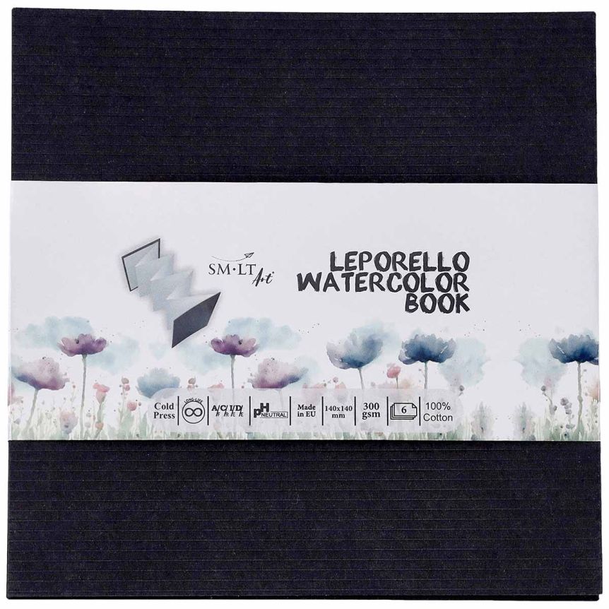 SMLT Leporello Watercolor Book - Cold Press, 300 gsm,  5-1/2" x 5-1/2",  6 Sheets