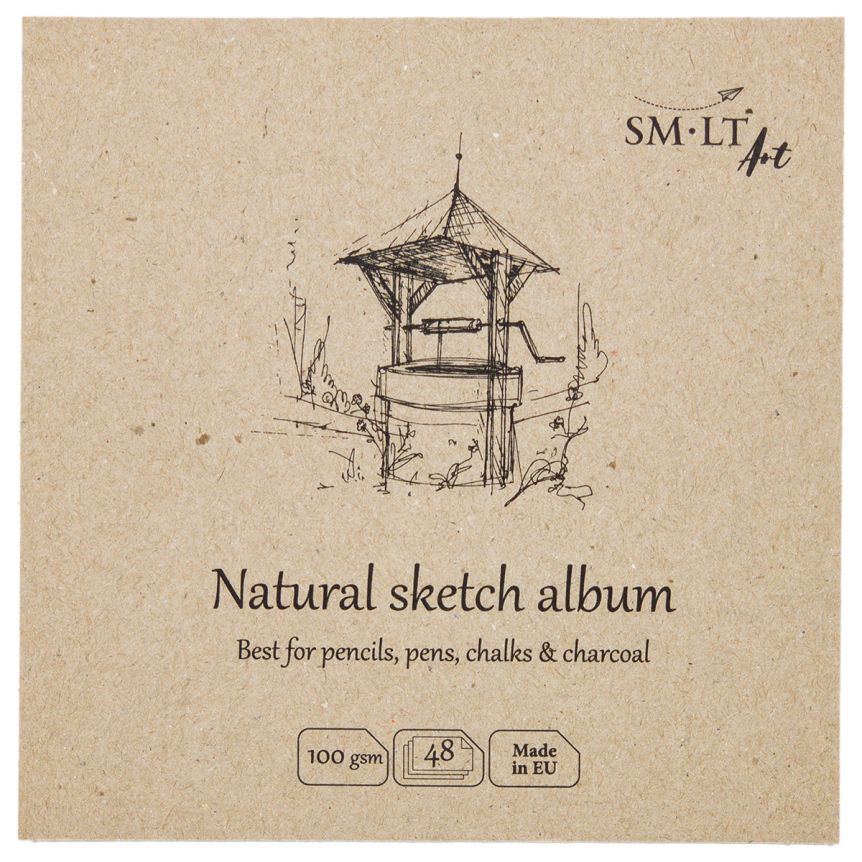 SMLT Authentic Natural Sketch Album, 100 gsm, 5-1/2” x 5-1/2”, 48 Sheets, Stitch Bound