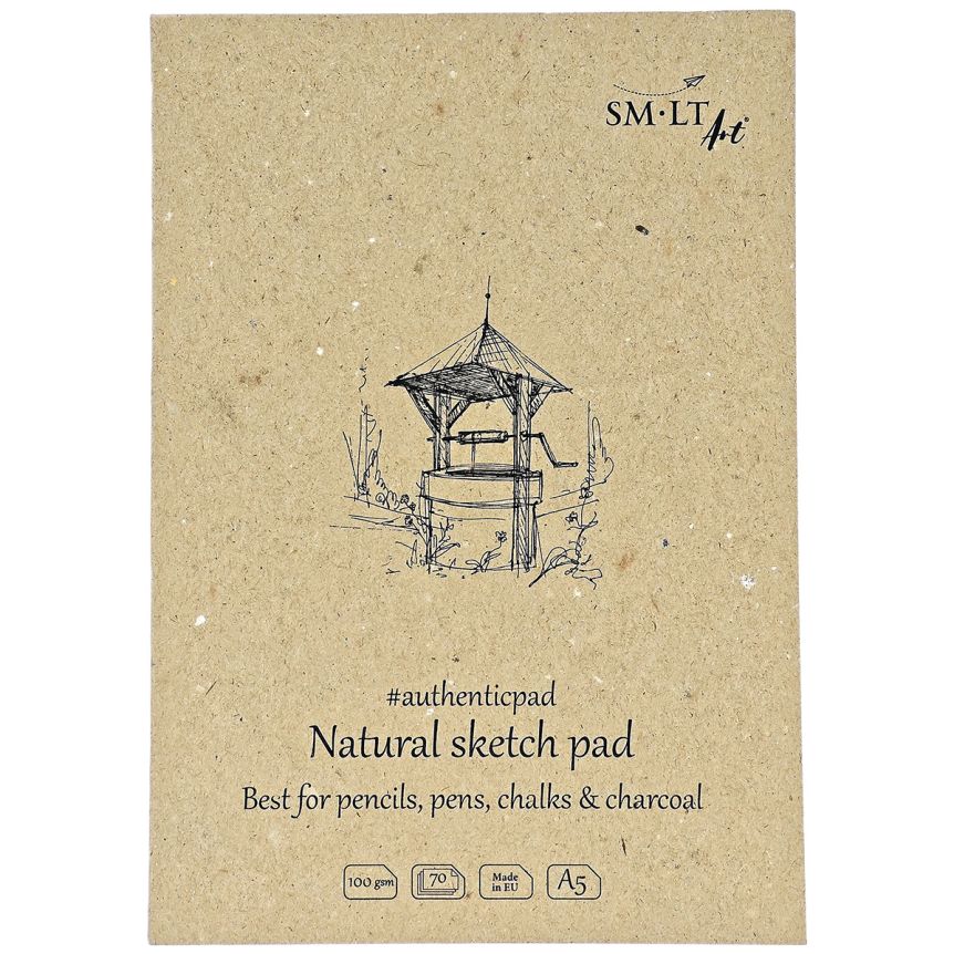 SMLT Authentic Natural Sketch Paper Pad , 100 gsm, A5 (5.75” x 8.25”), 40 Sheets, Glue Bound