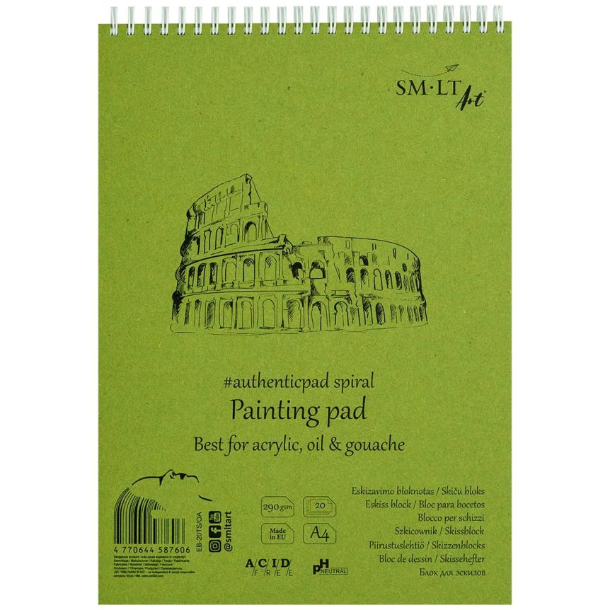 SMLT Authentic Painting Paper Pad, 190 gsm, A4 (8.25" x 11"), 20 Sheets, Spiral Bound
