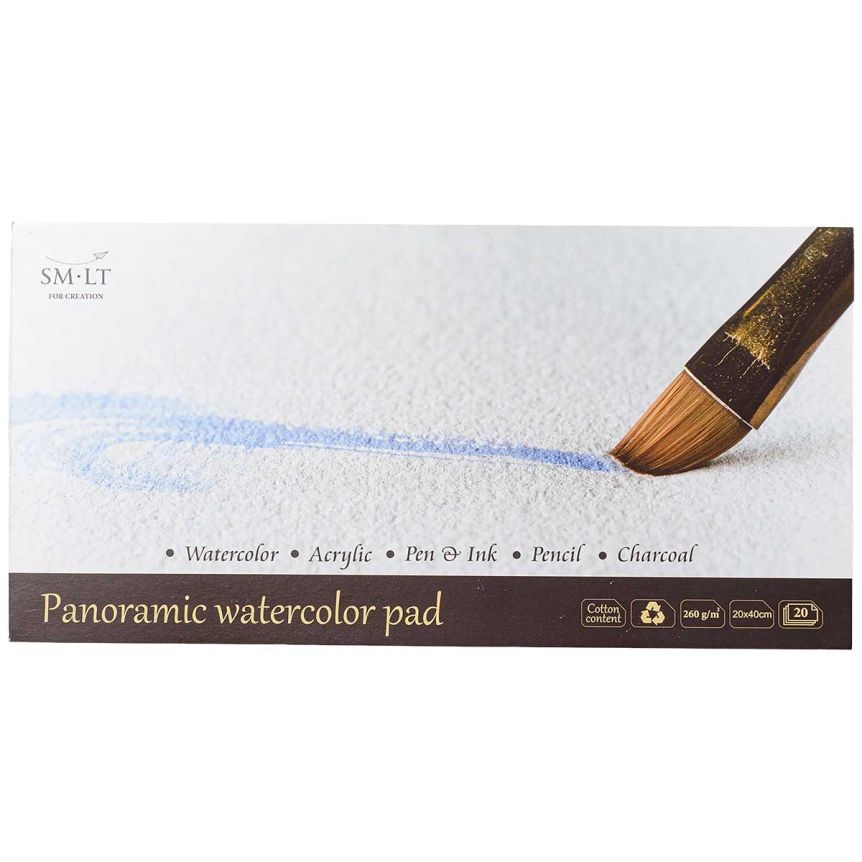 SMLT Traditional Watercolor Paper Pad - Cold Press, 260 gsm, 15.75" x 7.9", 20 Sheets, Glue Bound