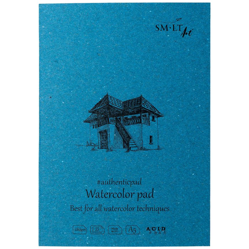 SMLT Authentic Watercolor Paper Pad - Rough Press, 280 gsm, A5 (5.75” x 8.25”), 20 Sheets, Glue Bound