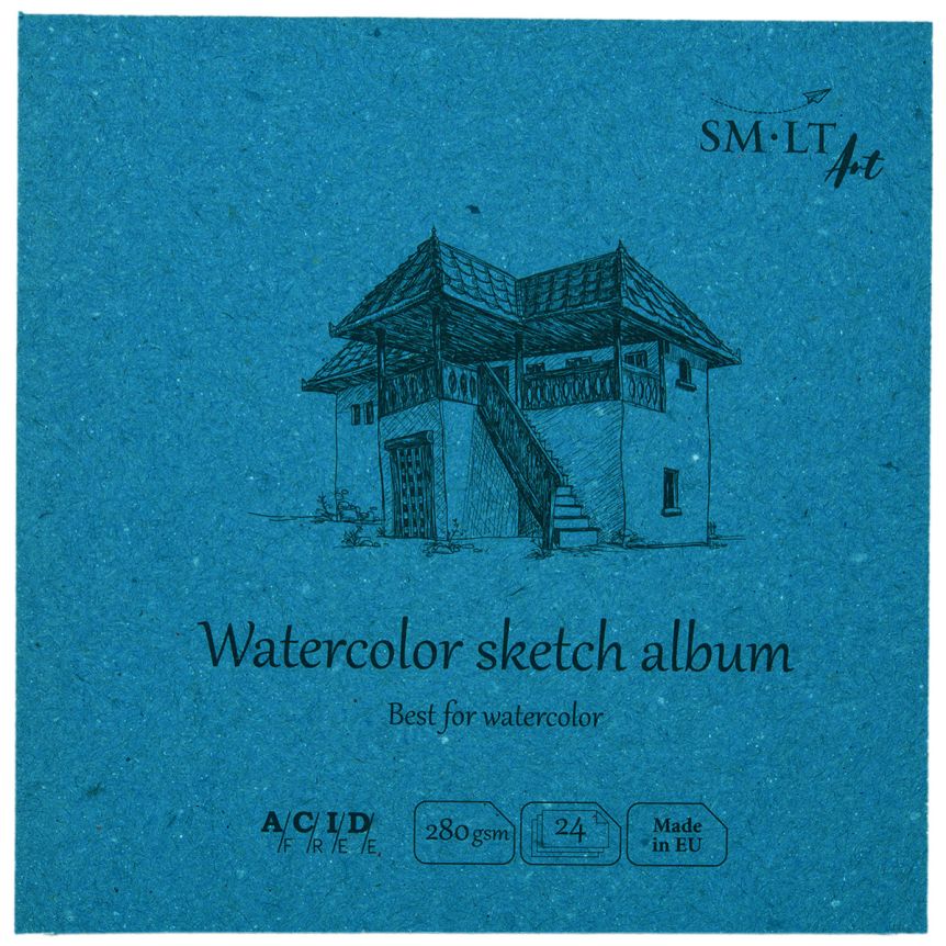 SMLT Authentic Watercolor Sketch Album - Rough Press, 280 gsm, 5-1/2” x 5-1/2”, 24 Sheets, Stitch Bound