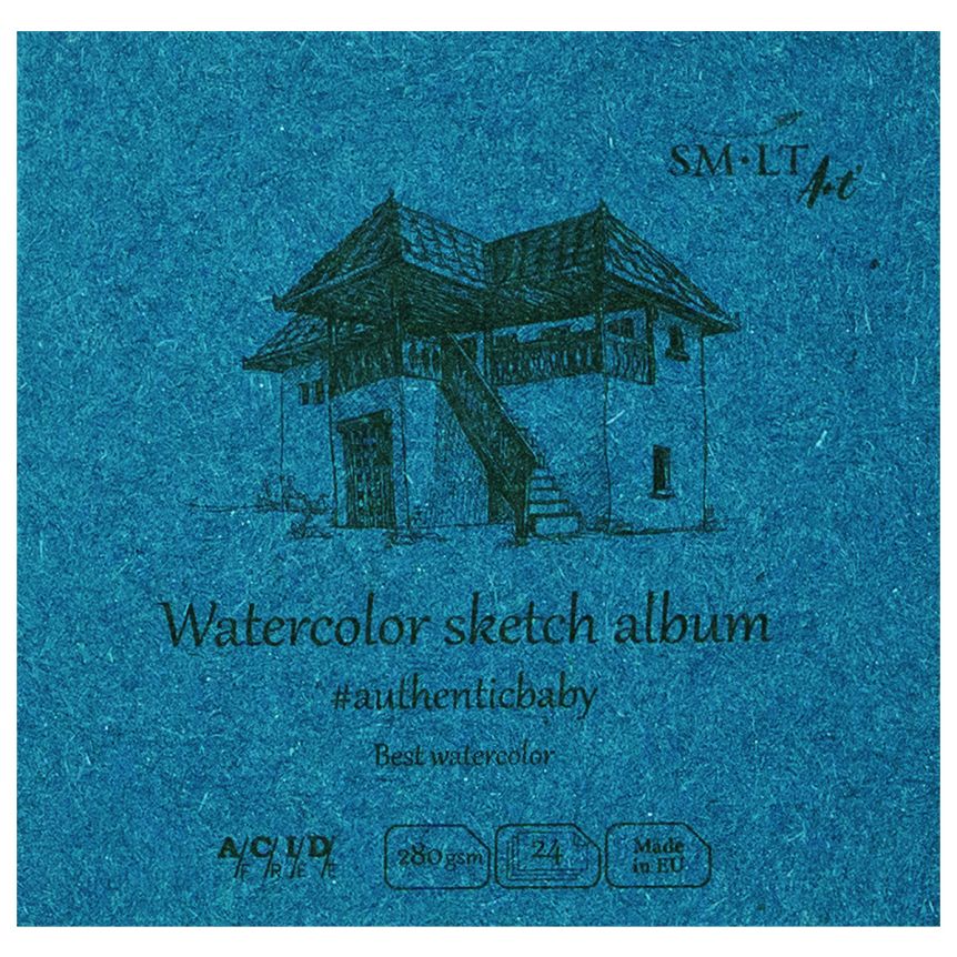 SMLT Authentic Baby Watercolor Sketch Album - Rough Press, 280 gsm, 3-1/2” x 3-1/2”, 24 Sheets, Stitch Bound