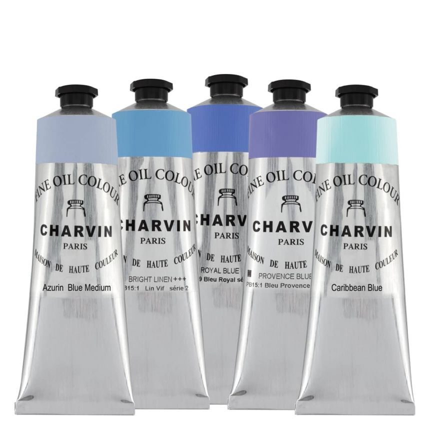 Charvin Fine Oil Colors Softer Blues Set of 5 (150ml)