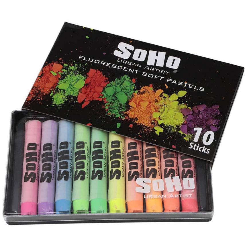 SoHo Urban Artist Soft Pastel Set of 10 Fluorescent Colors