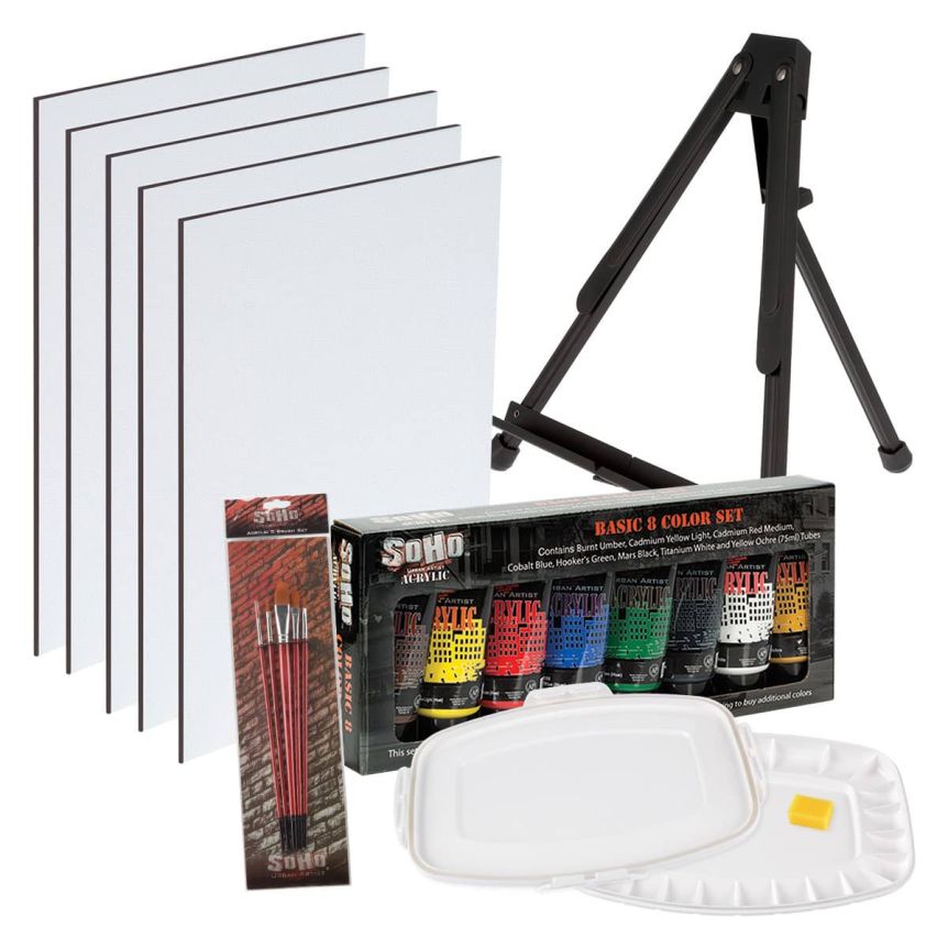 Colorful Acrylic Painting Kit - Paint Supplies Set with 24 Colors, 30  Brushes, 5 Canvases, 1 Pad, 2 Palette, 2 Sponge & 1 Wood Easel - Art  Acrylic