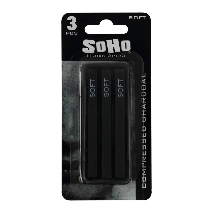 SoHo Compressed Charcoal, Soft Pack of 3