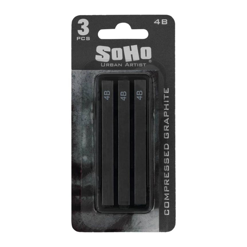 SoHo Compressed Graphite Stick 4B, Pack of 3