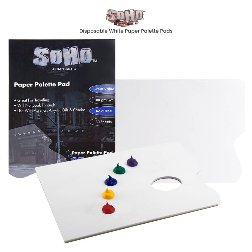 SoHo Paper Palette Pad w/ Thumb Hole 12x16- White 30 Sheets