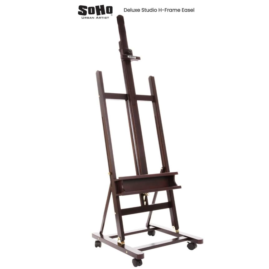 Standing H-frame easels have an adjustable tray, making them a versatile and worthwhile investment [Soho H Frame easel]