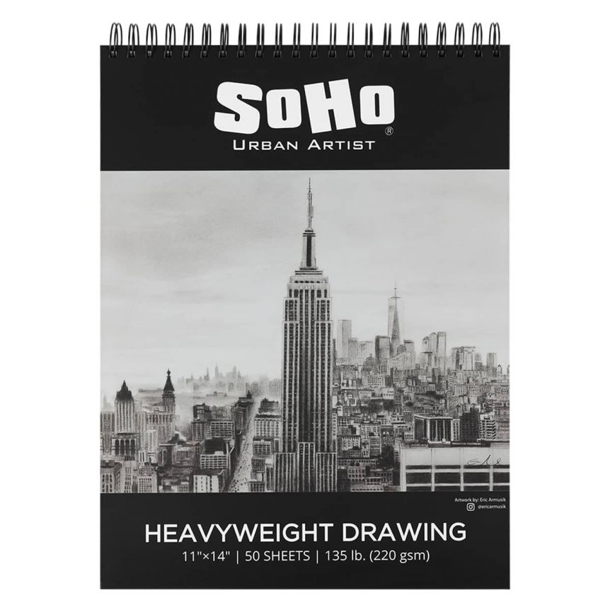 SoHo Heavyweight Drawing Pad-Hard Cover Spiral, 11x14" 50 Sheets