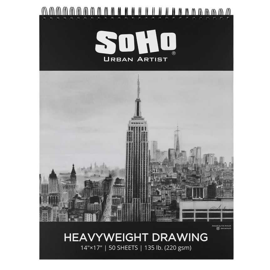 SoHo Heavyweight Drawing Pad-Hard Cover Spiral, 14x17" 50 Sheets