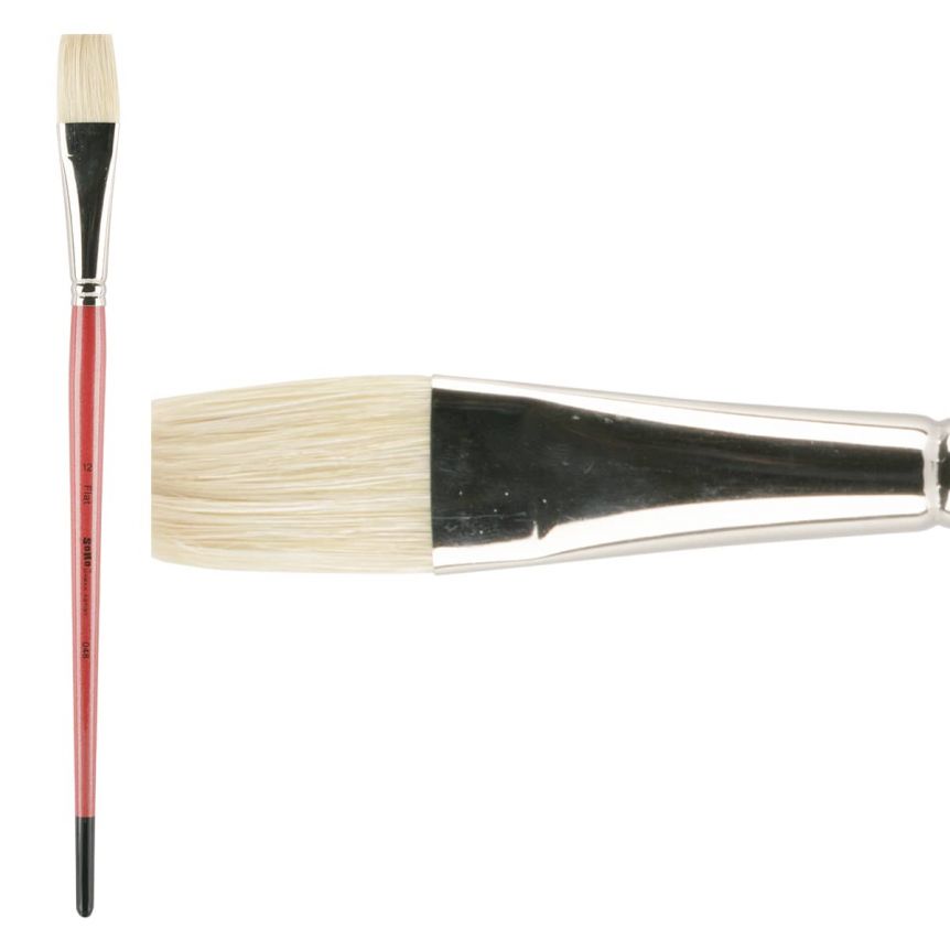 School Smart White Bristle Long Handle Paint Brush, 1 inch, Pack of 12
