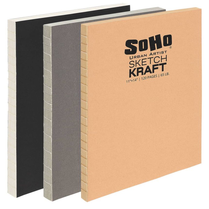 SoHo Open Bound Sketchbook 11 x 14, Kraft - 120 sheets