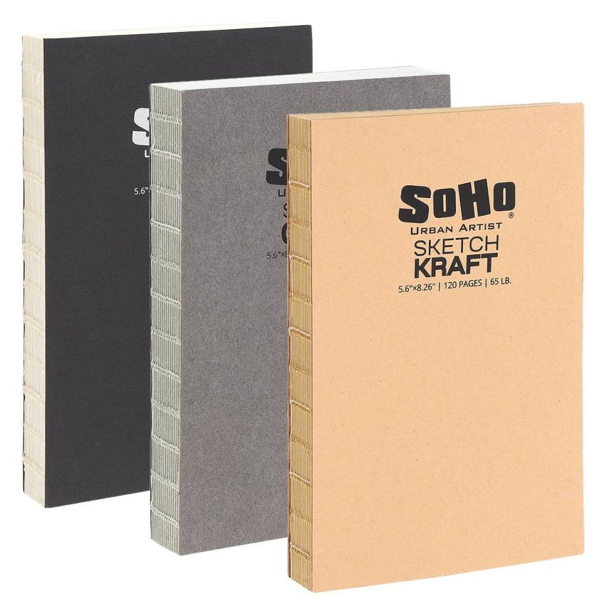 5.6X8.26 In SoHo Open Bound Sketchbook Combo Pack of 3 Colors