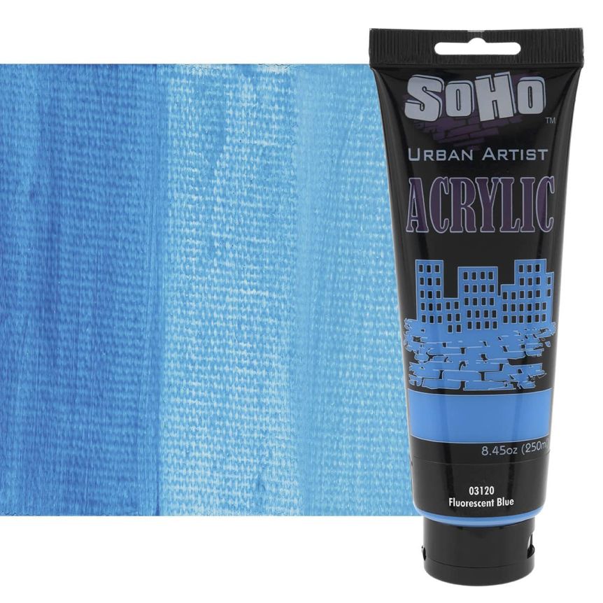 SoHo Urban Artists Heavy Body Acrylics, Fluorescent Blue 250ml