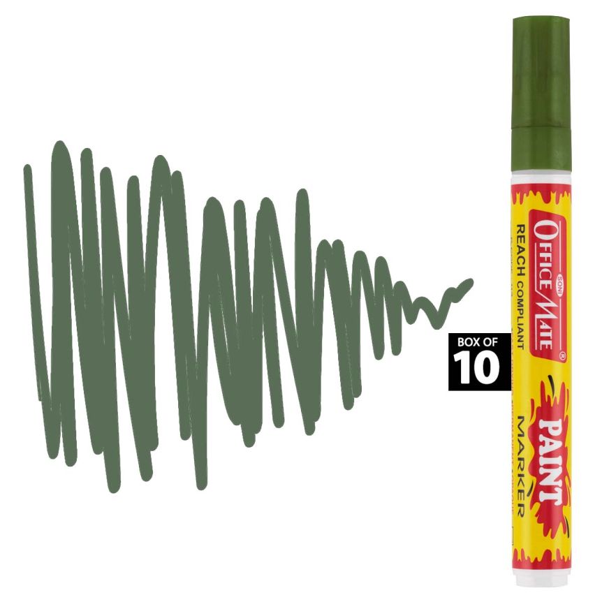 Office Mate Medium Point Paint Marker - #31 Olive (Box of 10) 