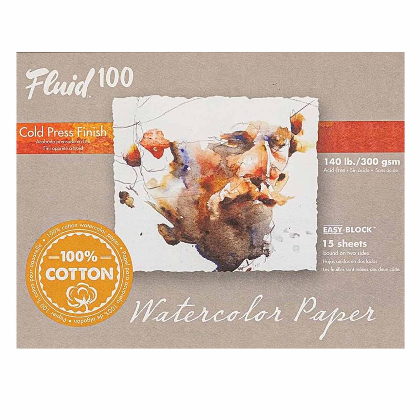 Speedball Fluid 100 Watercolor Paper Block - 140lb Cold Press, 12"x12" (15 Sheets)