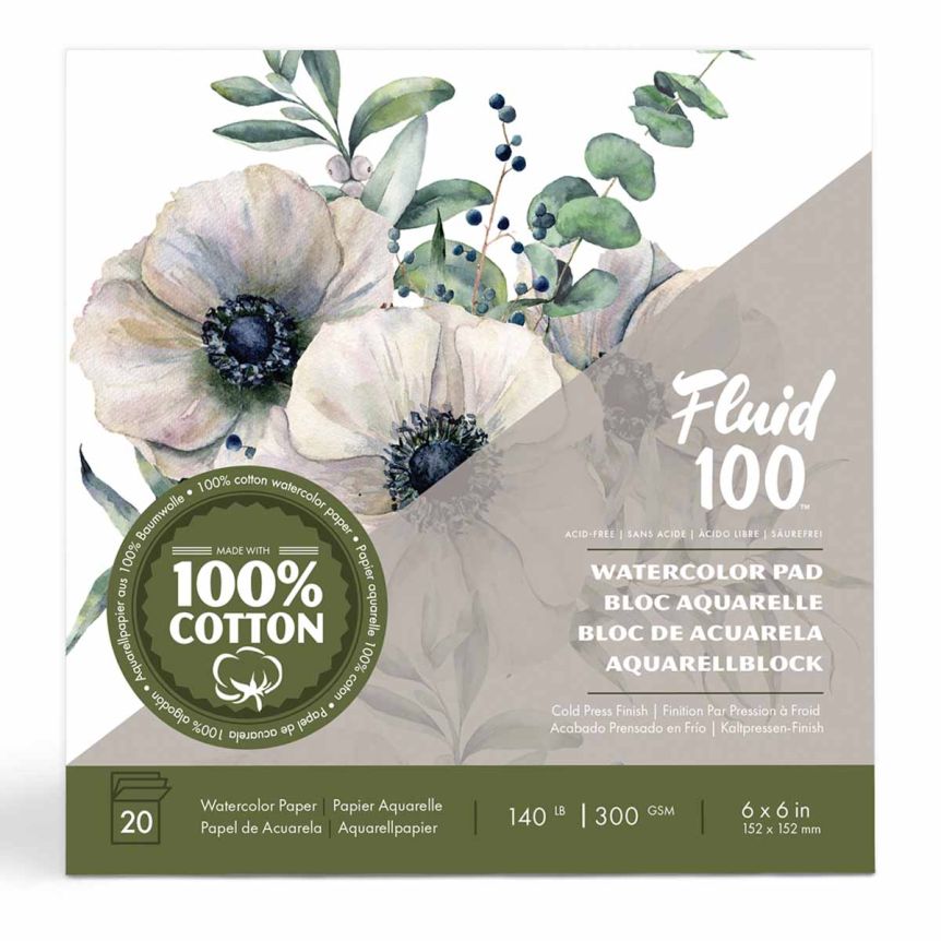 Speedball Fluid 100 Watercolor Paper Pad 140lb Cold Press, 6"x6"