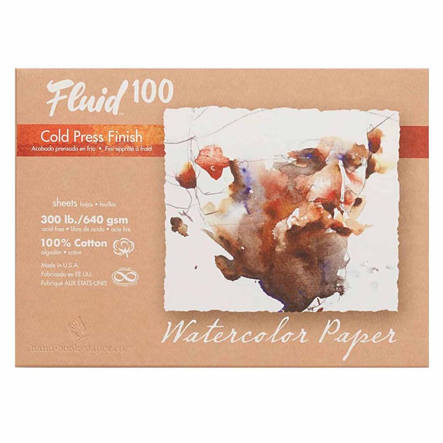 Speedball Fluid 100 Watercolor Paper Sheet - 300lb Cold Press, 22"x30" (10 Sheets)