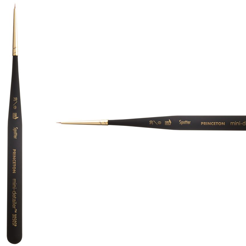 Princeton Mini-Detailer Series 3050 Synthetic Brush - Spotter, Mini Handle, Size 20/0