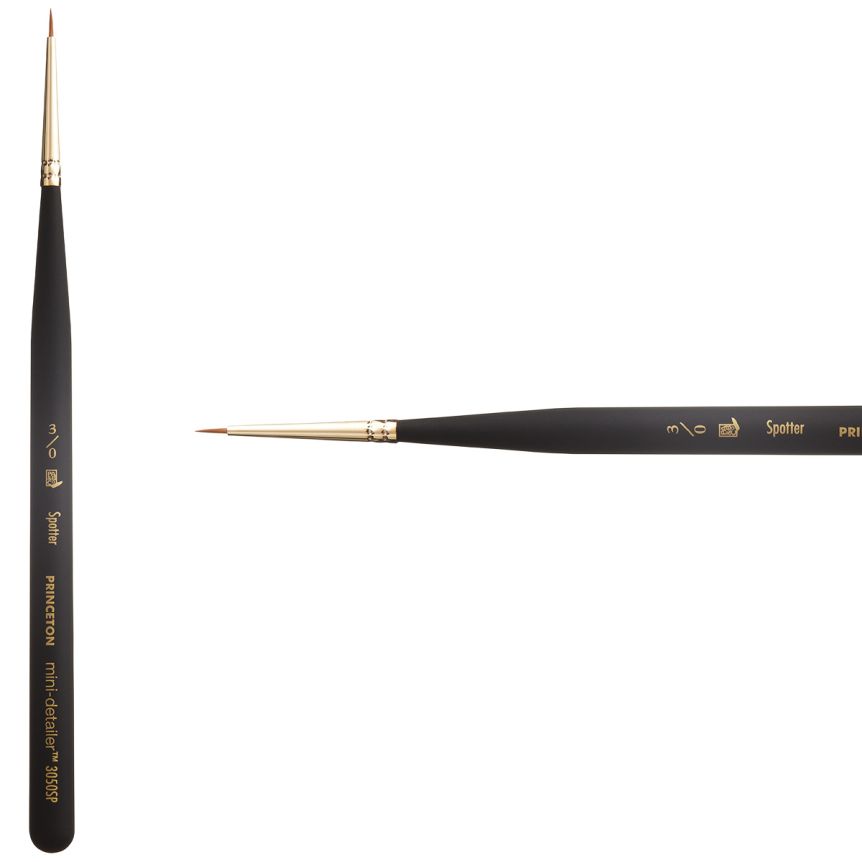 Princeton Mini-Detailer Series 3050 Synthetic Brush - Spotter, Mini Handle, Size 3/0
