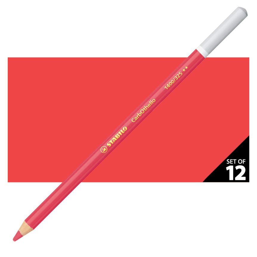 Stabilo CarbOthello Pastel Pencils Set of 12 No. 325 - Carmine Red Deep