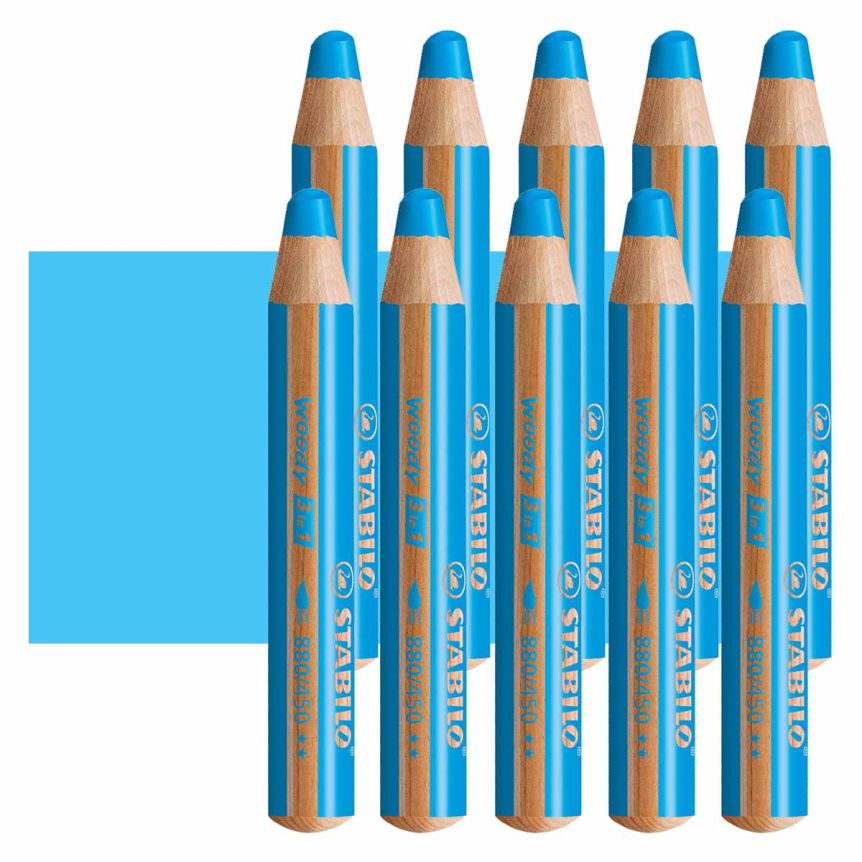 Stabilo Woody Colored Pencil, Cyan Blue (Box of 10)