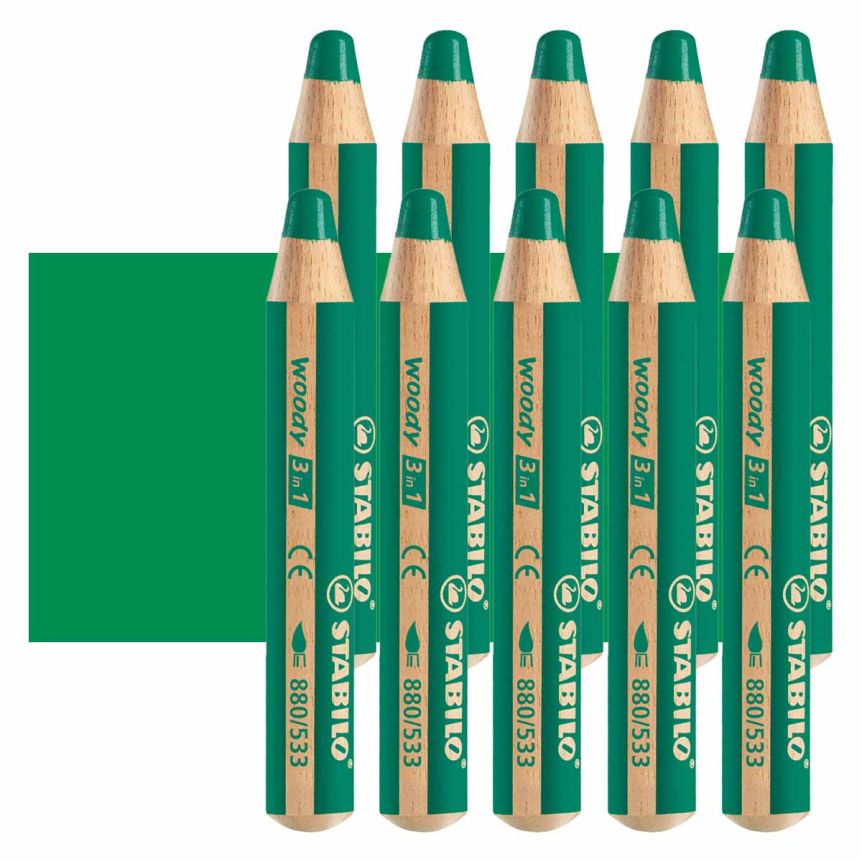 Stabilo Woody Colored Pencil, Dark Green (Box of 10)