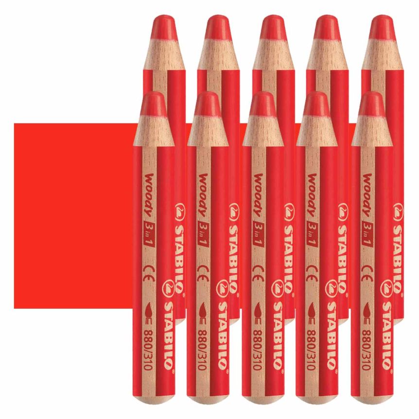 Stabilo Woody Colored Pencil, Red (Box of 10)