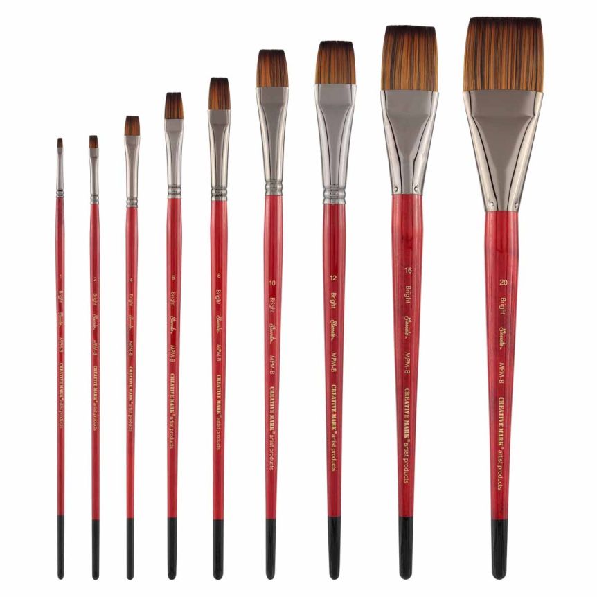 Staccato Long Handle Synthetic  Brights Complete 9-Brush Set 