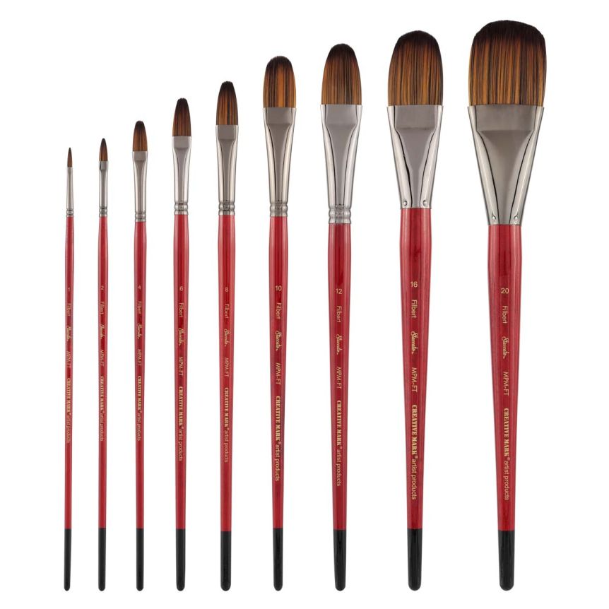 Staccato Long Handle Synthetic Filberts Complete 9-Brush Set 