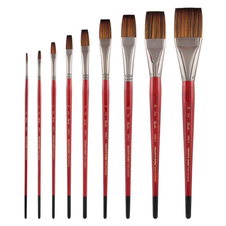 Staccato Long Handle Synthetic Flats Complete 9-Brush Set 