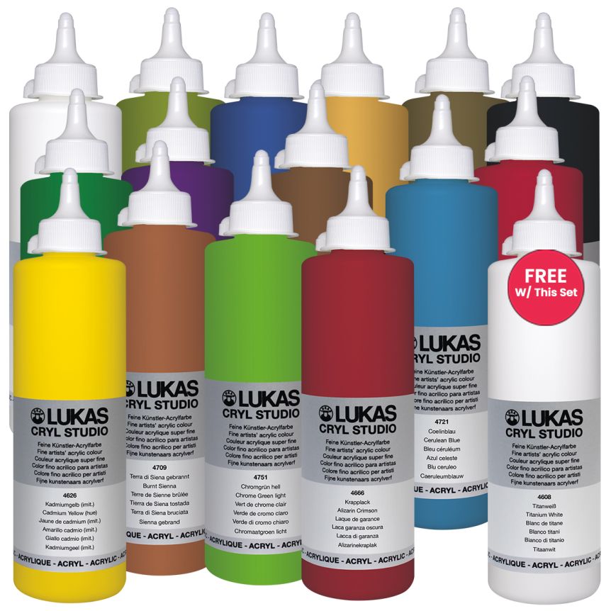 LUKAS Cryl Studio Acrylic Paint Suitcase Set of 9 - 100ml Tubes of  Professional Grade Paint from Germany