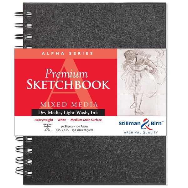 Stillman and Birn Premium Mixed Media Sketchbooks Alpha Series, 50 sheets 6x8" - Wirebound