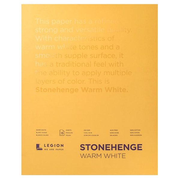 Stonehenge : Fine Art Paper Pad : 11x14in : 15 Sheets : White : Smooth /  Vellum