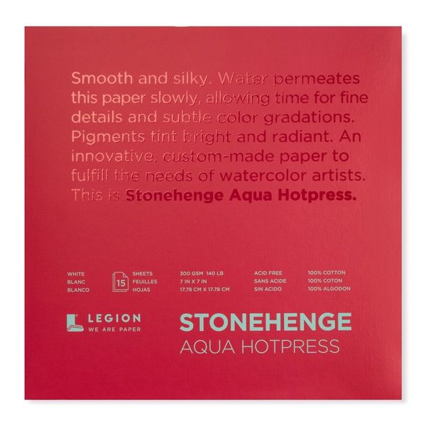 Stonehenge Aqua Watercolor 7X7 140lb Hot-Press Block
