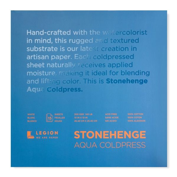 Stonehenge Aqua Watercolor 10X10 140lb Cold-Press Block