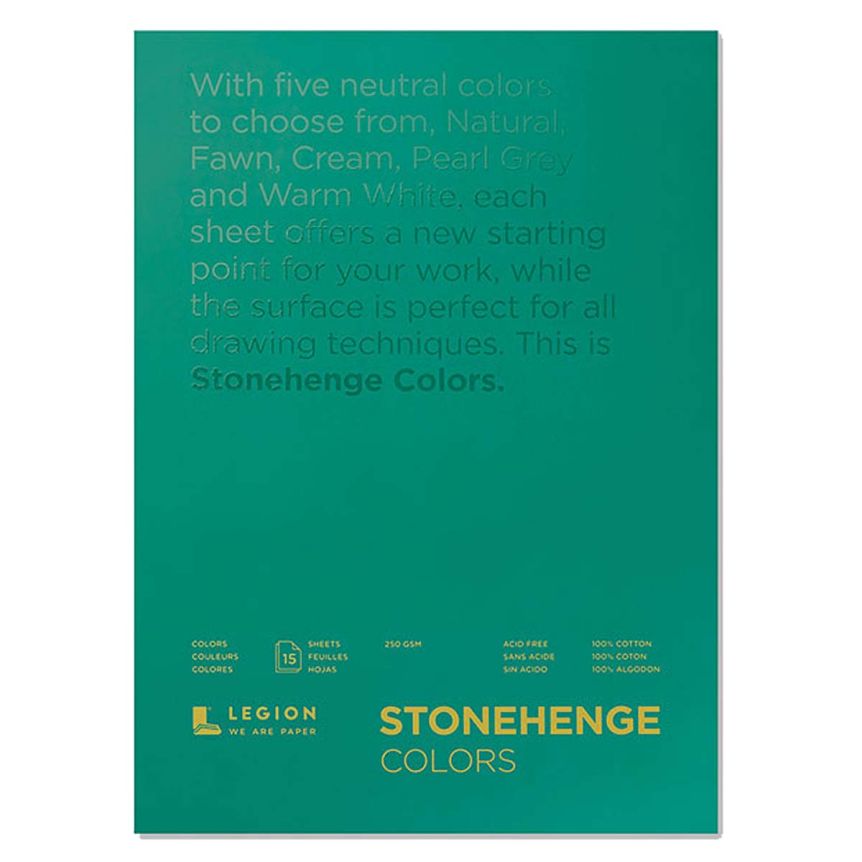 Stonehenge Assorted Colors Drawing & Printmaking Paper Pad (90lb) Vellum Finish, 9x12" (15 Sheets)