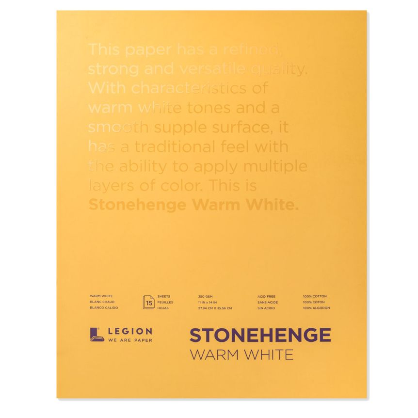 Stonehenge Warm White Drawing & Printmaking Paper Pad (90lb) Vellum Finish, 11x14 (15 Sheets)