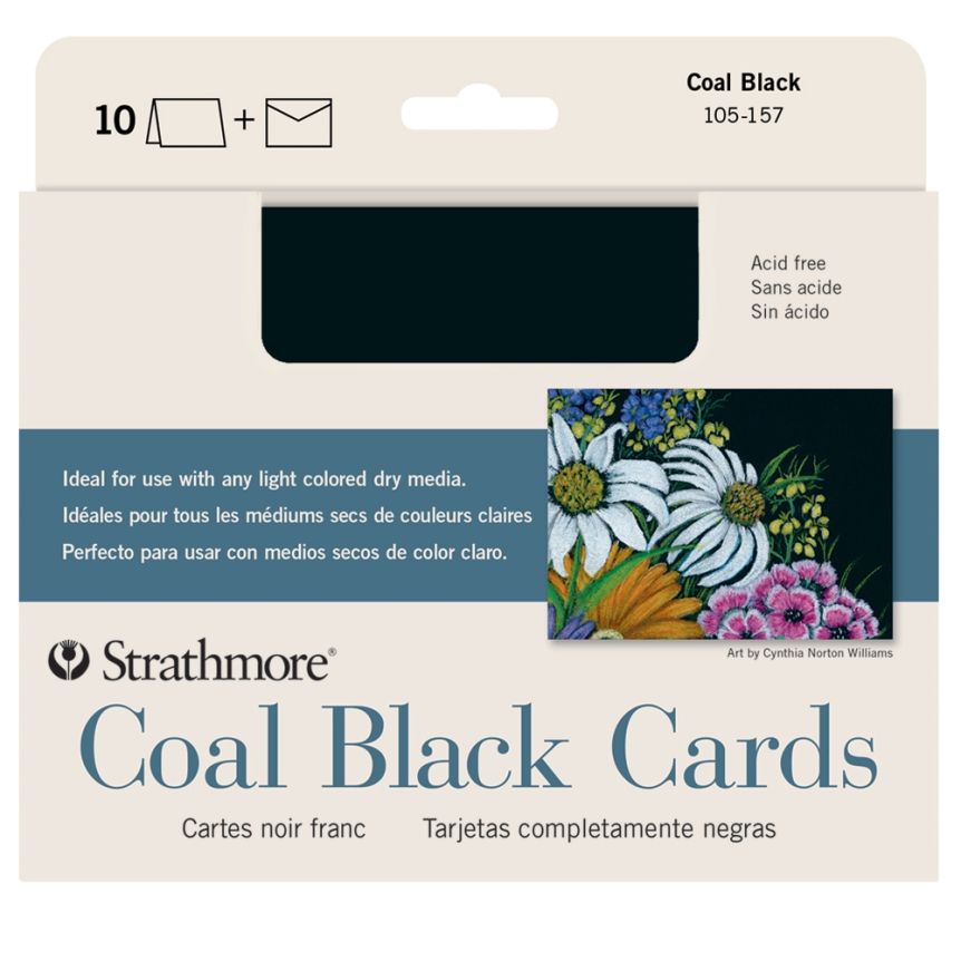Strathmore 5" x 6.875" 10 Pack Blank Coal Black Artist Cards & Envelopes 